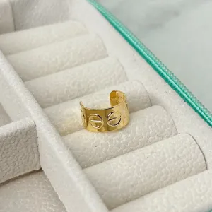 PIERCING GROSSO COM DETALHE DE CÍRCULO. BANHADO A OURO 18K.