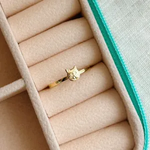 ANEL DE GATINHO. BANHADO A OURO 18K.