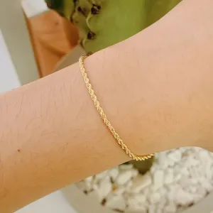 PULSEIRA CORDÃO BAIANO COM 2MM DE ESPESSURA. 20CM DE COMPRIMENTO E 5CM DE REGULAGEM. BANHADA A OURO 18K.