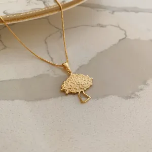 COLAR COM PINGENTE ÁRVORE DA VIDA TRABALHADA. 45CM DE COMPRIMENTO E 5CM DE REGULAGEM. BANHADO A OURO 18K.