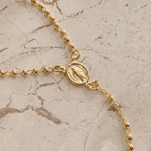 COLAR ROSÁRIO VIRGEM MARIA. 60CM DE COMPRIMENTO. BANHADO A OURO 18K.