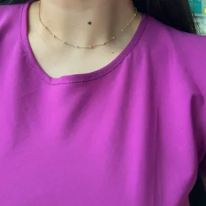 Choker de bolinhas. 35cm de comprimento + 10cm de extensor. Banhado a ouro 18K