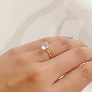 ANEL SOLITÁRIO ALTO 8MM. BANHADO A OURO 18K.