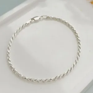 PULSEIRA CORDÃO BAIANO 2MM. 18,5CM DE COMPRIMENTO. EM PRATA 925.