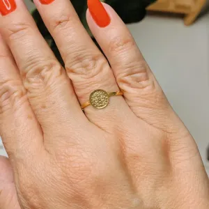 ANEL COM MEDALHA DE SÃO BENTO. BANHADO A OURO 18K.