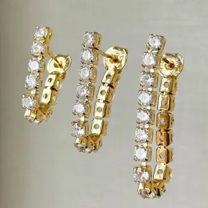 TRIO BRINCO RIVIERA CRISTAL. BANHADO A OURO 18K.