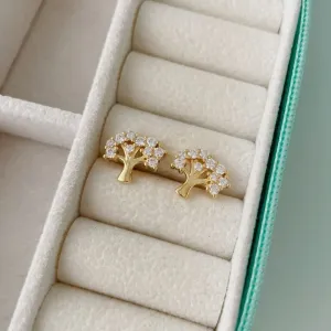 BRINCO ÁRVORE DA VIDA CRAVEJADA. BANHADA A OURO 18K.