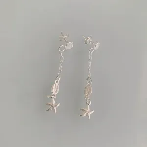 BRINCO MAR (CONCHA, BÚZIO E ESTRELA DO MAR). 4,3CM DE COMPRIMENTO. EM PRATA 925.