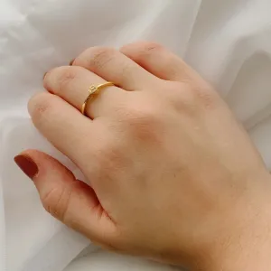ANEL MINI CHUVEIRINHO COM 4 ZIRCÔNIAS. BANHADO A OURO 18K.