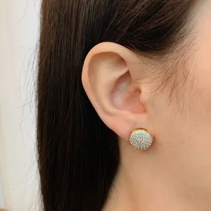 BRINCO BOTÃO CRAVEJADO RODINADO DOURADO BANHADO EM OURO 18K