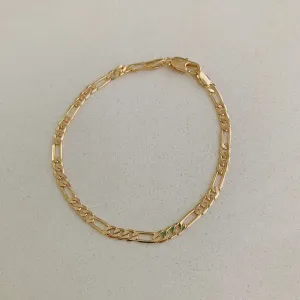 PULSEIRA ELO 3X1 COM 3MM DE ESPESSURA. 18CM DE COMPRIMENTO. BANHADO A OURO 18K.