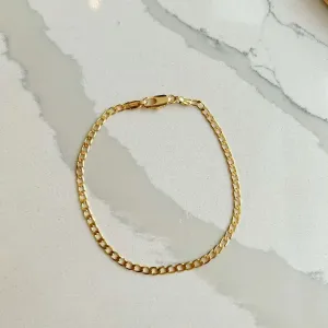PULSEIRA MASCULINA GRUMÊ COM 3MM DE ESPESSURA. 20CM DE COMPRIMENTO. BANHADA A OURO 18K.