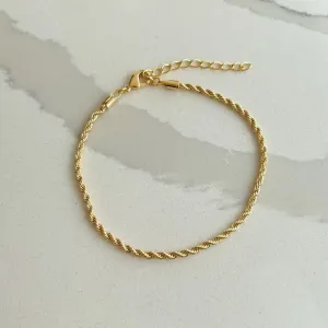 PULSEIRA CORDÃO BAIANO COM 3MM DE ESPESSURA. 20CM DE COMPRIMENTO E 5CM DE REGULAGEM. BANHADA A OURO 18K.