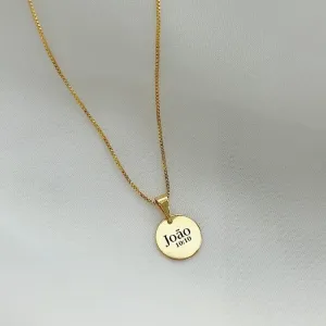 PINGENTE PERSONALIZADO MEDALHA 12MM DOURADO. BANHADO A OURO 18K.
