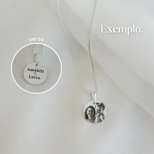 PINGENTE PERSONALIZADO MEDALHA 15MM.  BANHADO A PRATA.