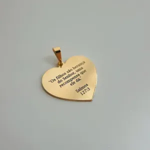 PINGENTE PERSONALIZADO CORAÇÃO 22MM DOURADO. BANHADO A OURO 18K.