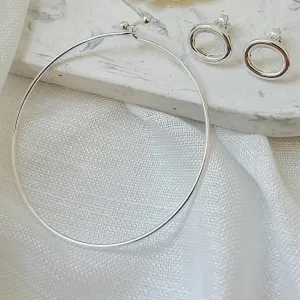 PULSEIRA BRACELETE GANCHO. 5,5CM DE DIÂMETRO. EM PRATA 925.