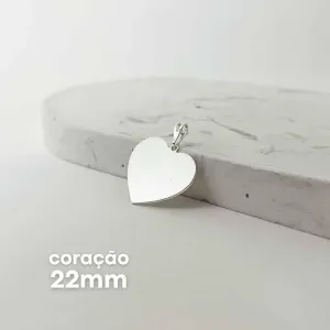 PINGENTE PERSONALIZADO CORAÇÃO 22MM PRATEADO. BANHADO A PRATA.