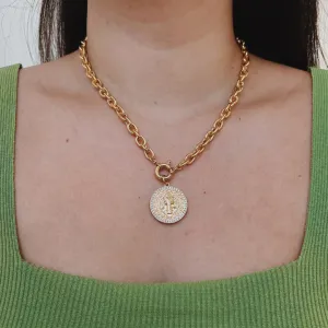 COLAR ELOS COM FECHO BÓIA E MEDALHA DE SÃO BENTO (2,5CM). 50CM DE COMPRIMENTO.
