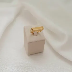 ANEL CHAPA RETANGULAR ENCORPADO. BANHADO A OURO 18K.