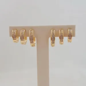 TRIO ARGOLA 2 FILEIRAS CRAVEJADAS. BANHADO A OURO 18K.