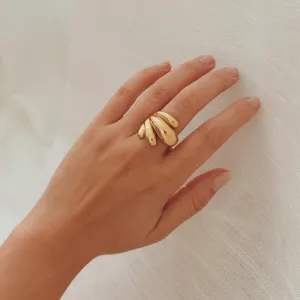 ANEL REGULÁVEL ASA ARREDONDADA. BANHADO A OURO 18K.