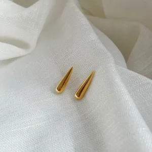 BRINCO GOTA LISA RETA M DOURADA . BANHADO A OURO 18K.