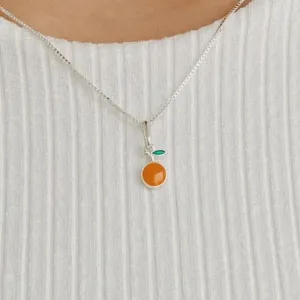 COLAR DE FRUTA LARANJA. 45CM DE COMPRIMENTO. EM PRATA 925.