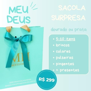 SACOLA SURPRESA MEU DEUS! PEÇAS DOURADAS (BANHADA/INOX DOURADO)