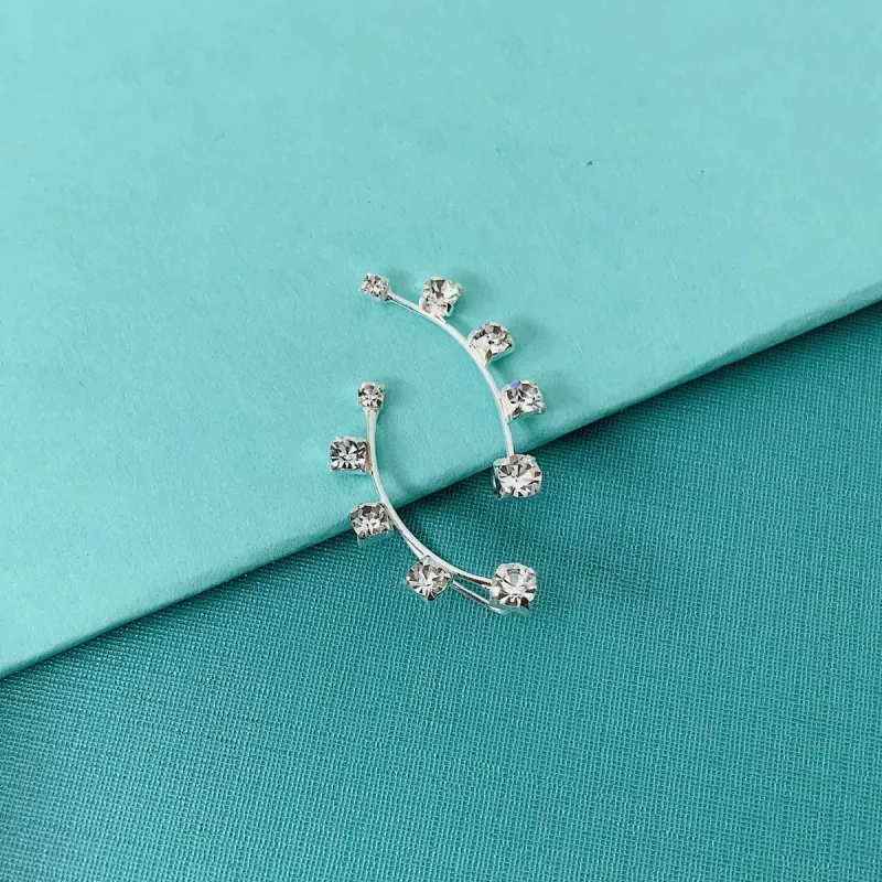 BRINCO EAR CUFF COM 5 PONTOS DE LUZ. EM PRATA 925.