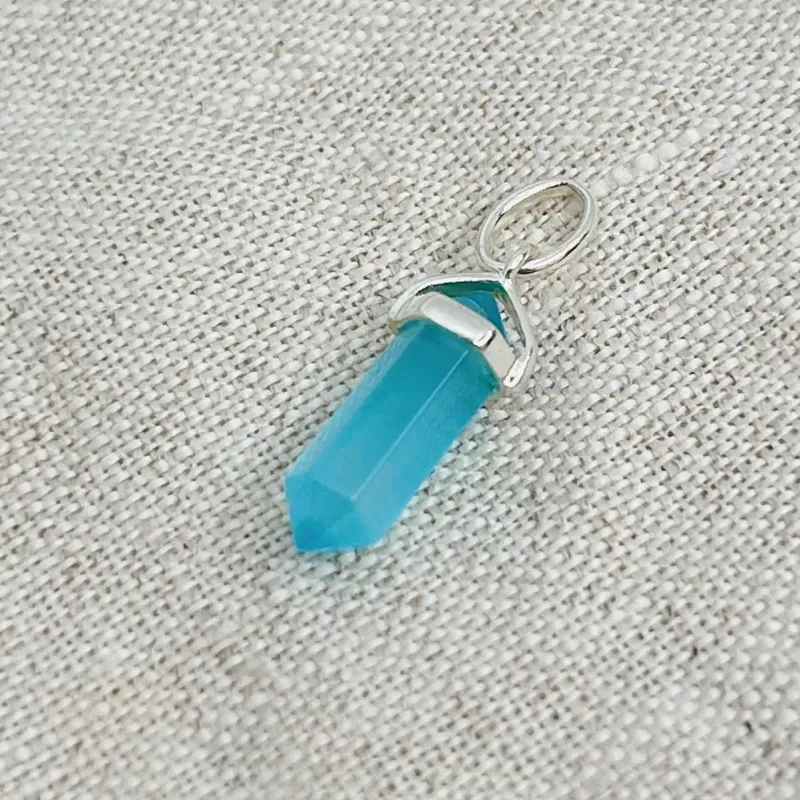 PINGENTE PEDRA CÉU AZUL. EM PRATA 925.