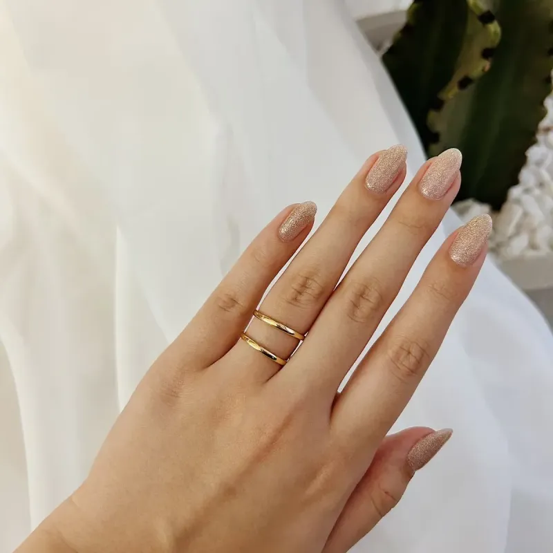 ANEL DUPLO REGULÁVEL. TAMANHO 12. BANHADO A OURO 18K.