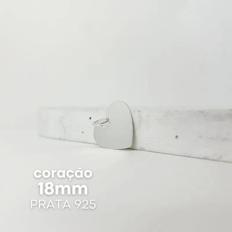 PINGENTE PERSONALIZADO CORAÇÃO 18MM. EM PRATA 925.