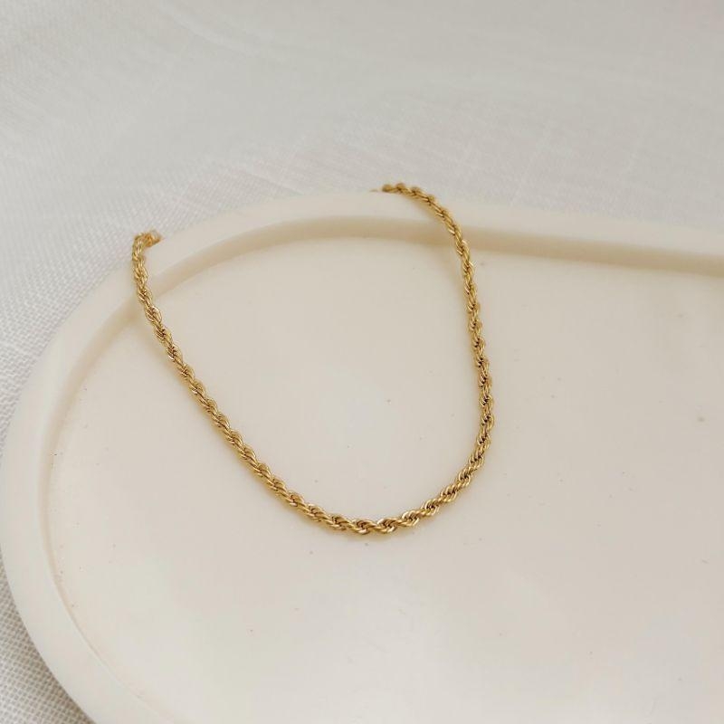 PULSEIRA CORDÃO BAIANO 2MM. 18CM DE COMPRIMENTO E 5CM DE REGULAGEM. BANHADA A OURO 18K.