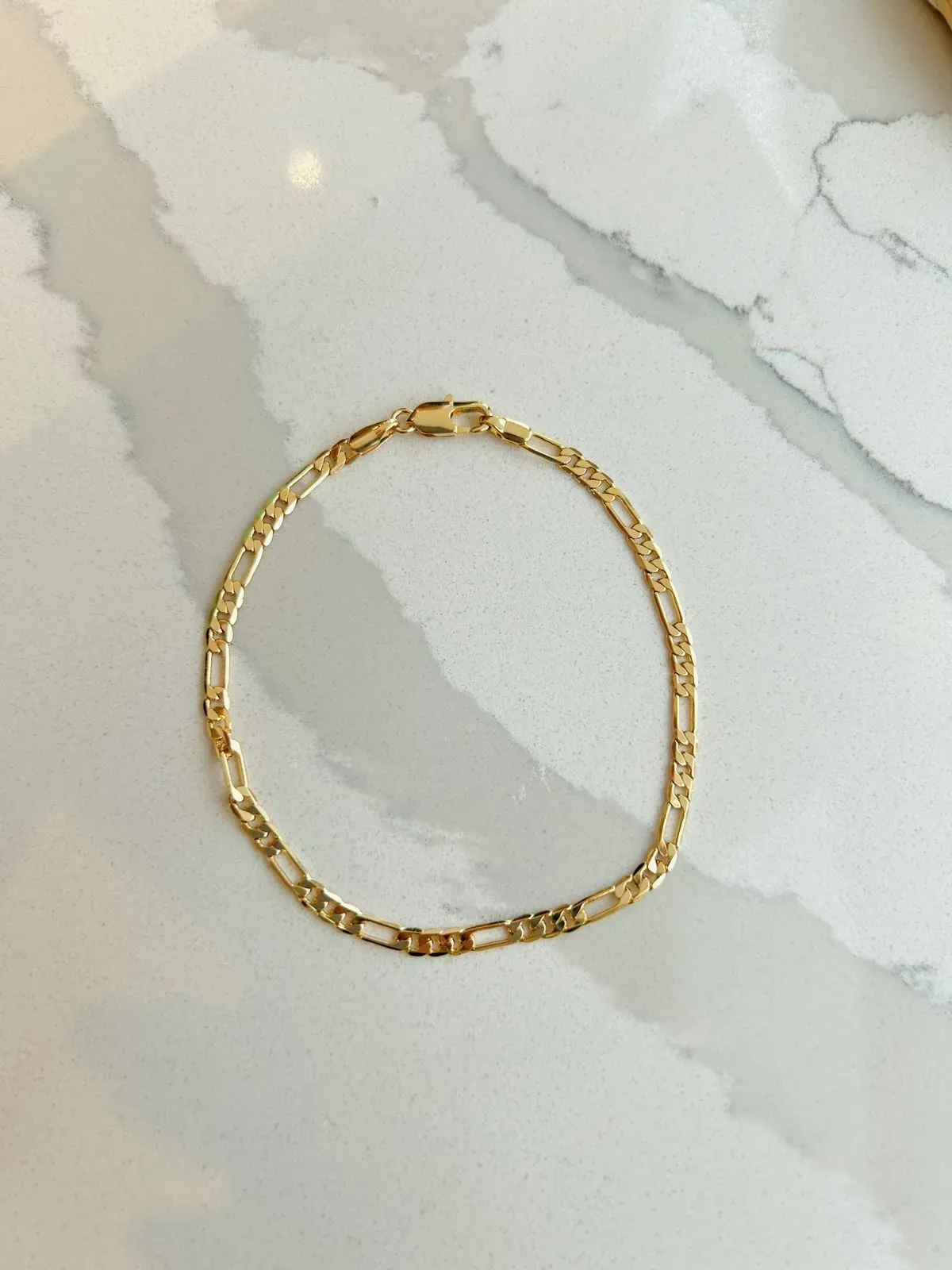 PULSEIRA MASCULINA ELO 3X1. 20CM DE COMPRIMENTO. BANHADA A OURO 18K.
