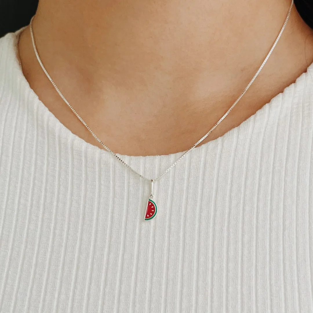 PINGENTE DE FRUTA MELANCIA.  EM PRATA 925.