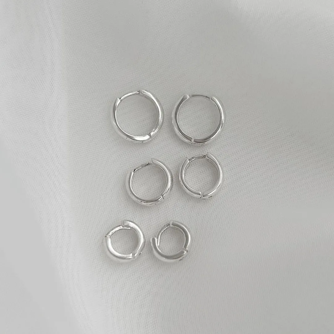TRIO ARGOLA LISA (P/M/G). EM PRATA 925.