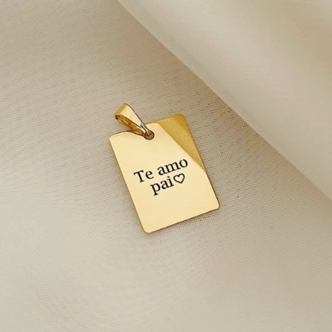 PINGENTE PERSONALIZADO PLAQUINHA RETANGULAR 15X20MM PRATEADO. BANHADO A PRATA.