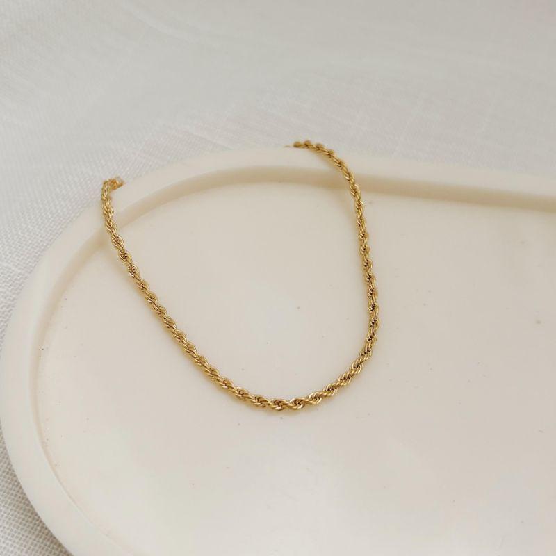 PULSEIRA CORDÃO BAIANO 2MM. 18CM DE COMPRIMENTO E 5CM DE REGULAGEM. BANHADA A OURO 18K.