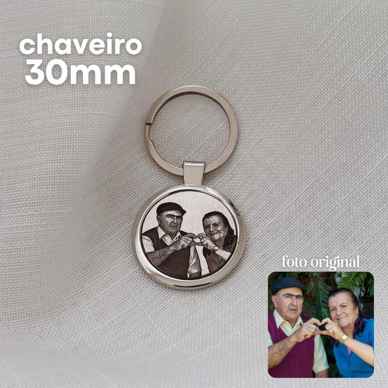 CHAVEIRO PERSONALIZADO REDONDO EM AÇO INOX. 30MM DE DIÂMETRO.