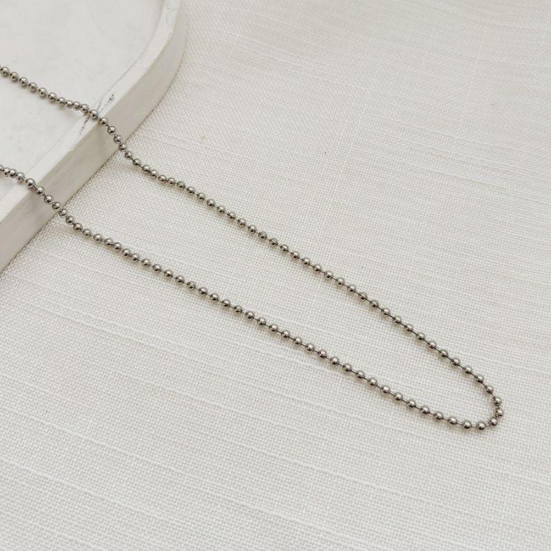 COLAR CORRENTE BOLINHAS EXÉRCITO. 60CM DE COMPRIMENTO. EM AÇO INOX.